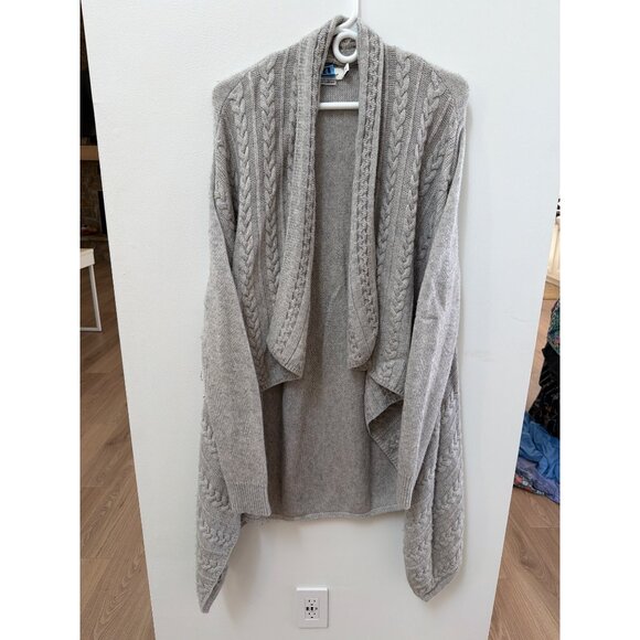 Vineyard Vines Womens Gray Wool & Cashmere Blend Cable Knit Open Front Cardigan - Picture 4 of 5